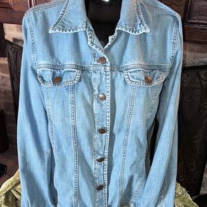 Vintage Bill Blass Light Blue Denim Jacket, size L. 100% cotton
